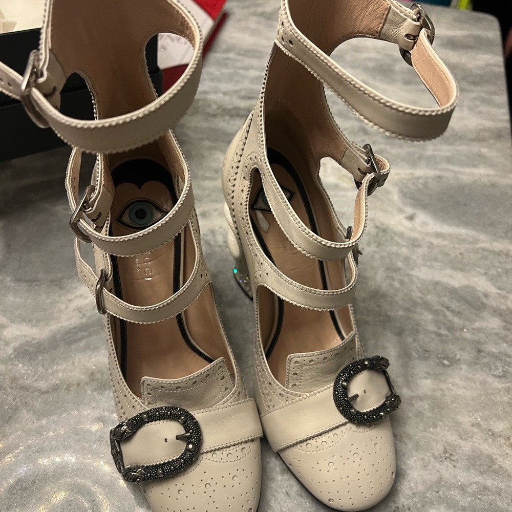 Gucci Shoes. Mystic White w bling on the heels.